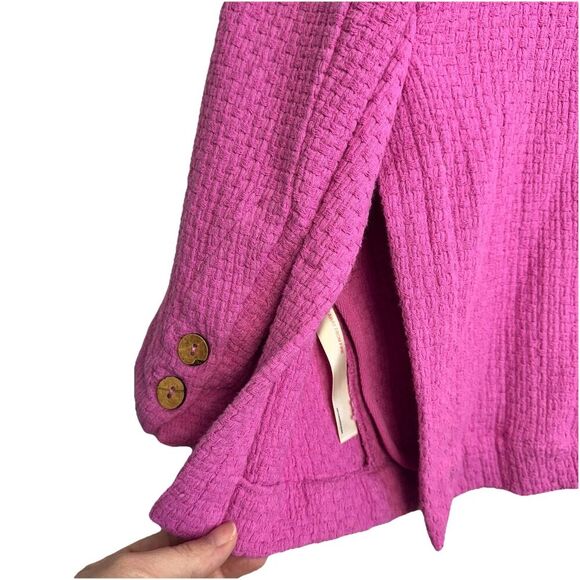 Free People Oversized Cotton Knit Textured Blazer Jacket Size M Pink Boho Career - Picture 5 of 11